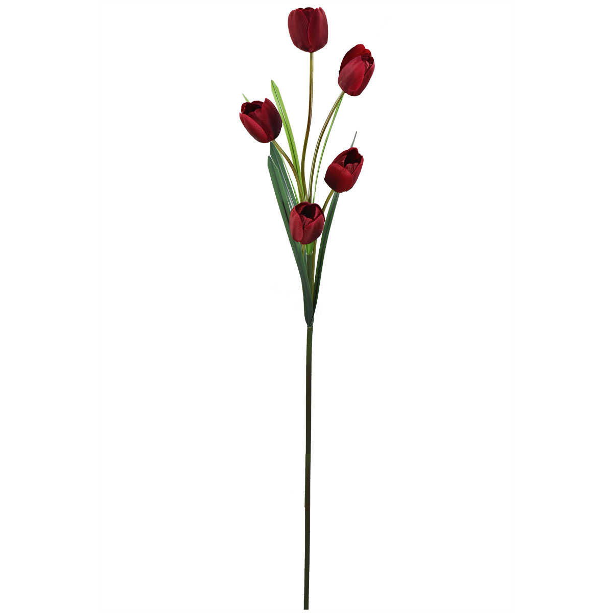 Tulipanes Artificiales Vara de 5 Flores Vino Pack 3 Pz Blumart