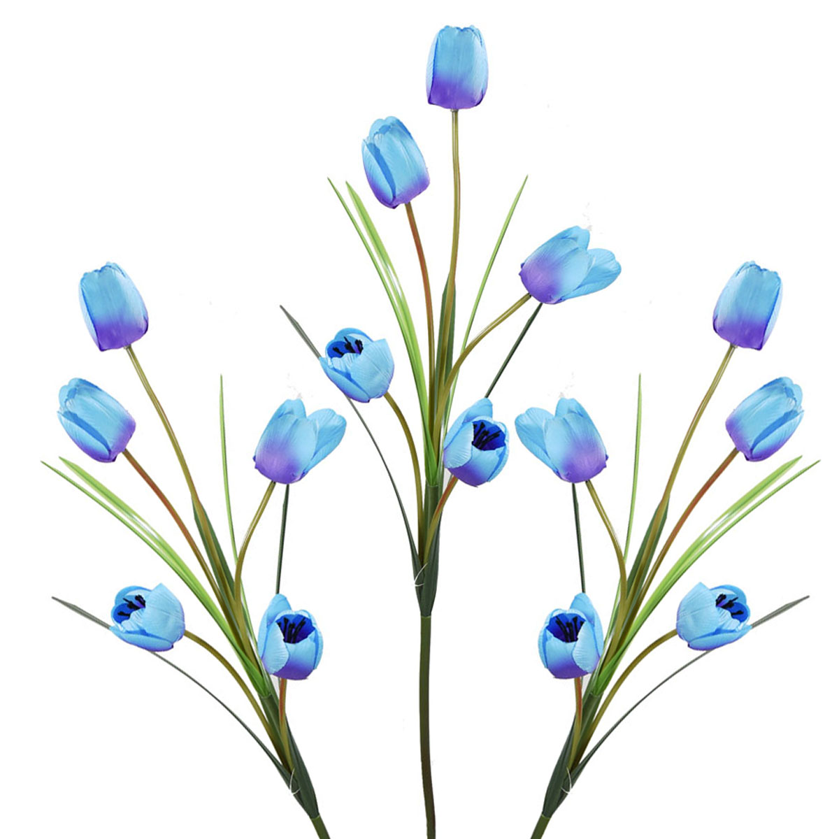 Tulipanes Artificiales Vara de 5 Flores Azul Pack 3 Pz Blumart