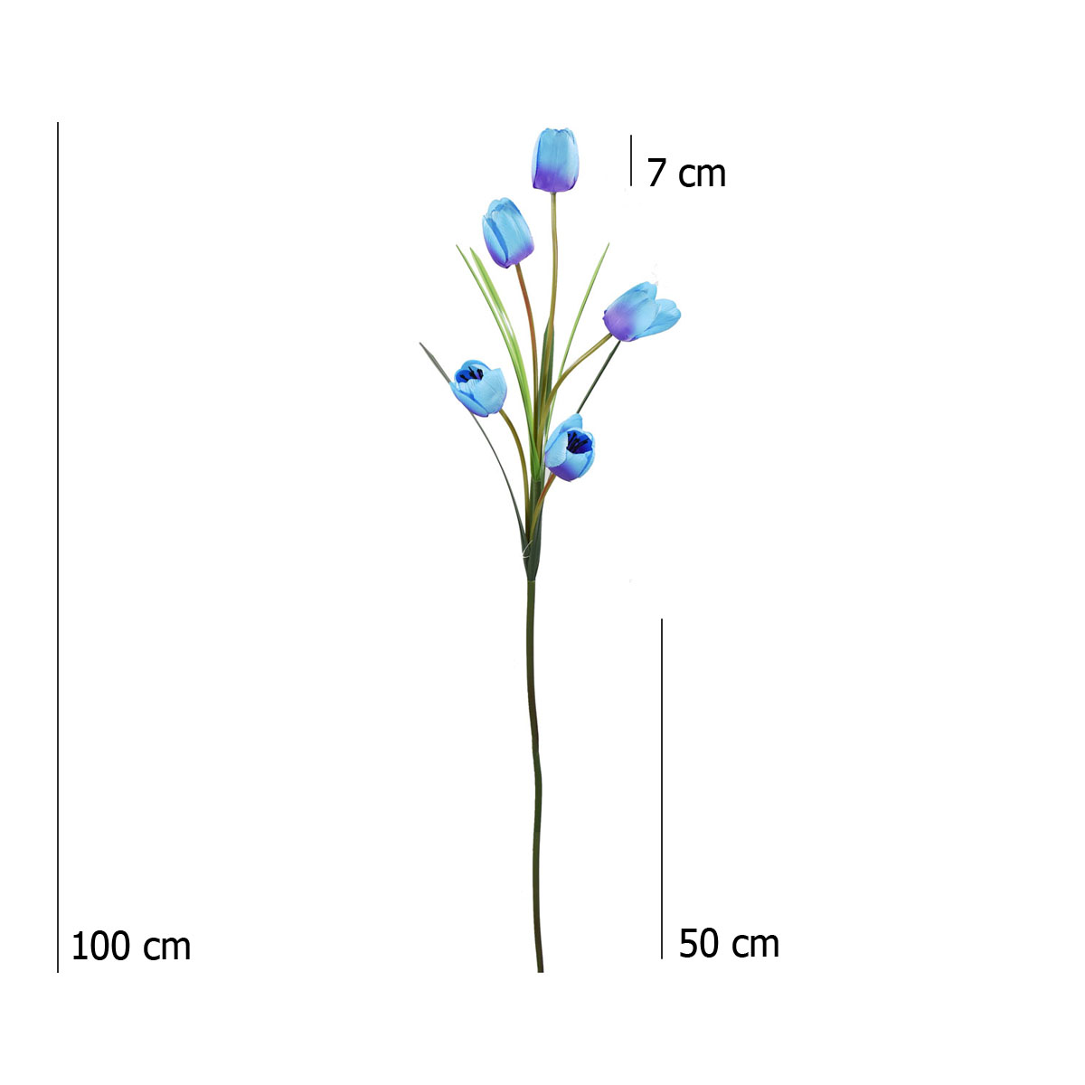 Tulipanes Artificiales Vara de 5 Flores Azul Pack 3 Pz Blumart