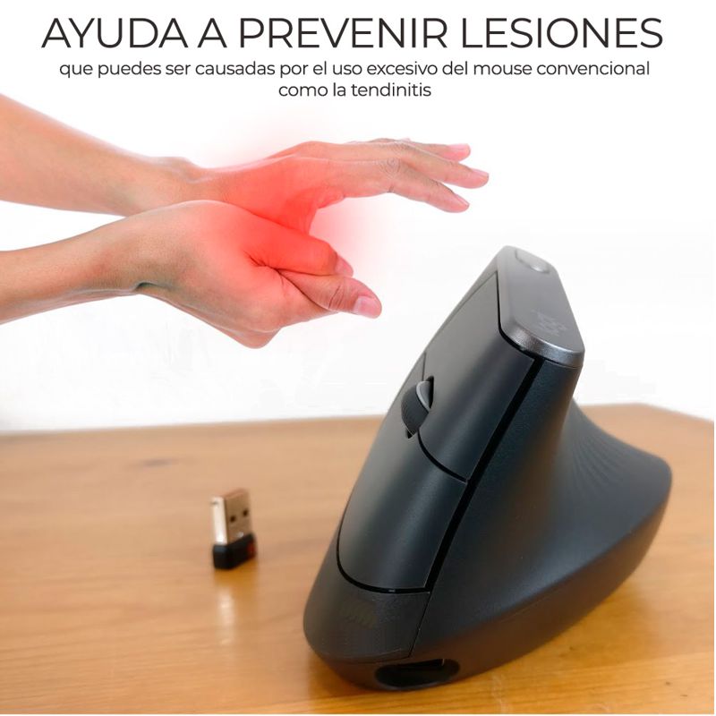 MOUSE VERTICA ERGONOMICO INALAMBRICO PARA MAC,  PC O LAPTOP