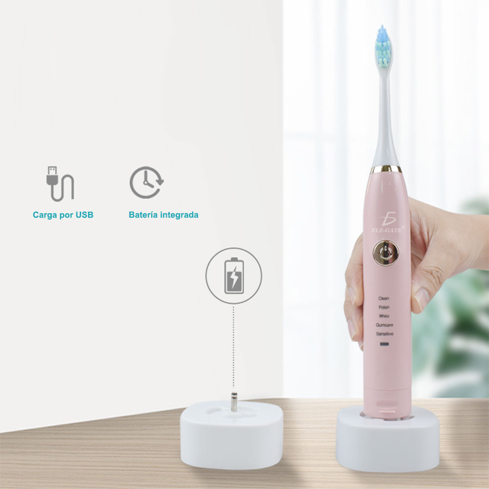 Cepillo De Dientes Eléctrico Ultrasónico Con 2 Cabezales