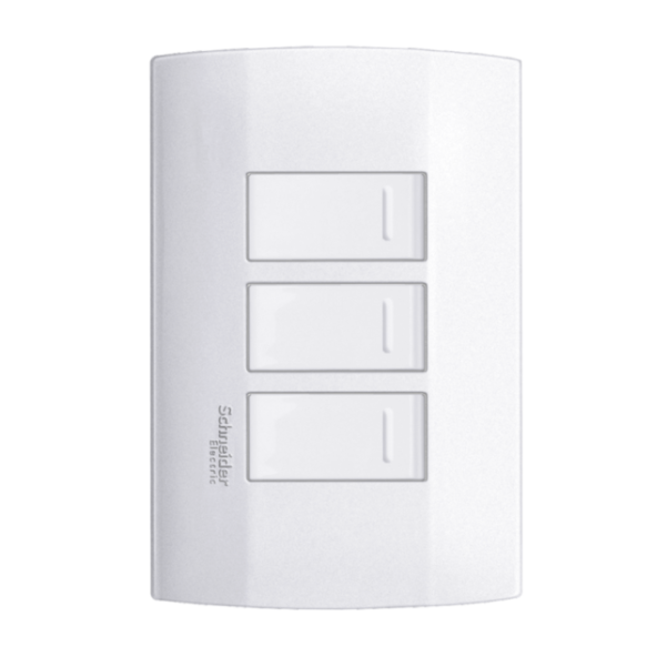 	Placa con 3 apagadores sencillos Schneider Electric marisio