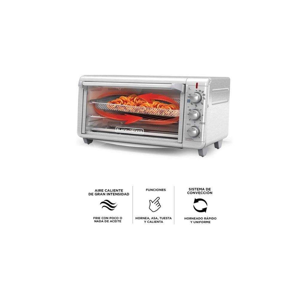 Horno Eléctrico Black & Decker con Freidora de Aire y Sistema de Convección, 30 Litros TO3265XSS-LA
