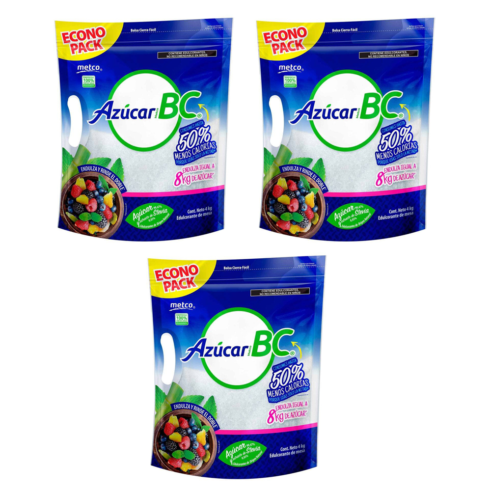 Azúcar Metco BC Baja en Calorías 3 piezas de 4 kg c/u
