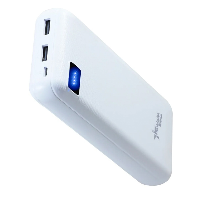 Power Bank 20,000 mAh Reales 2 Port Usb carga rápida color blanco