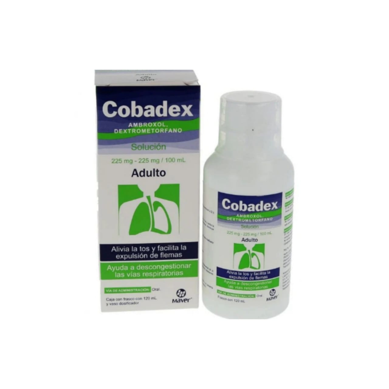  Ambroxol/Dextrometorfano, Maver Cobadex, Solución 225mg/225mg/ Suspensión 100ml