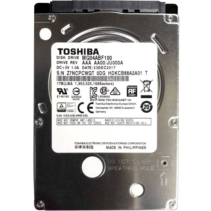 Disco Duro Interno 1TB Toshiba 5400RPM 2.5 SATA III MQ04ABF100 