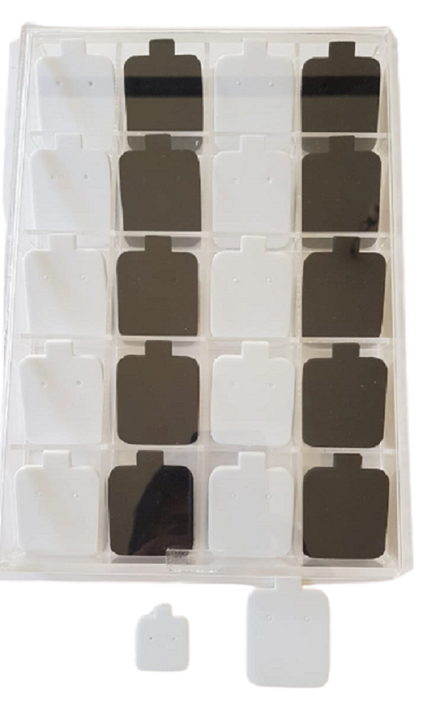 Caja de acrilico de 20 Divisiones Grandes de 3.8 x 4.5 cm (con Almohadillas/Blisters Blancas y Negras Gratis) Exhibidor de joyeria, Organizador de aretes