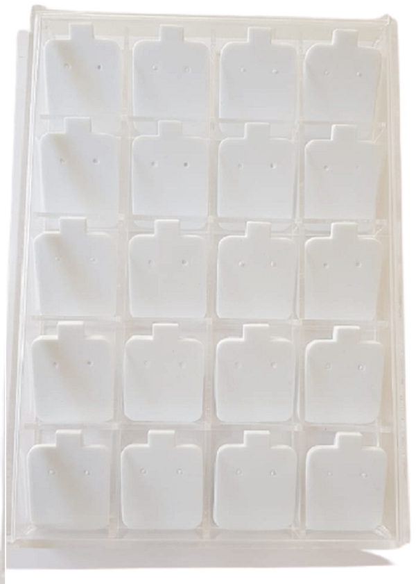 Caja de acrilico de 20 Divisiones Grandes de 3.8 x 4.5 cm (con Almohadillas/Blisters Blancas y Negras Gratis) Exhibidor de joyeria, Organizador de aretes