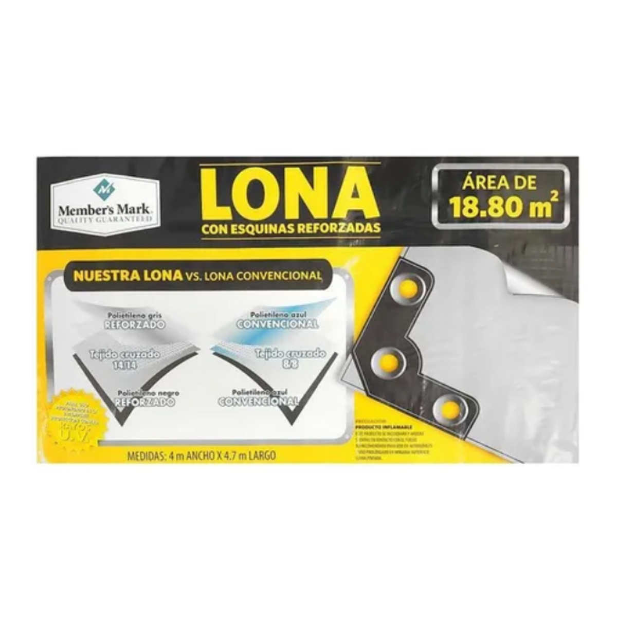 Lona Plástica Reforzada de Uso Rudo Member's Mark 4 x 4.7 m SMS 