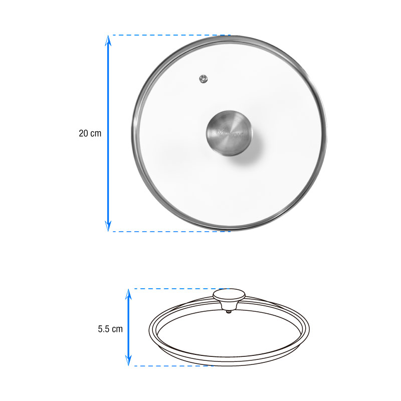 Tapa de Vidrio para sarten de 20 cm redonda 