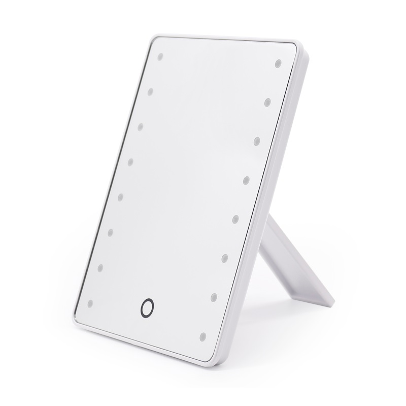 Espejo con luz LED regulable tactil recargable. 