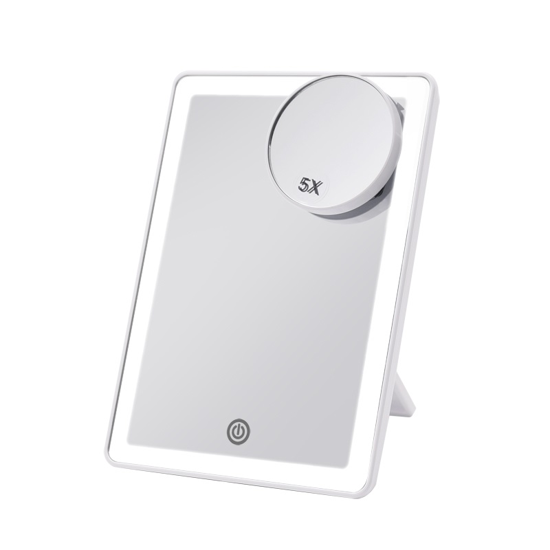 Espejo con luz LED regulable tactil recargable. 