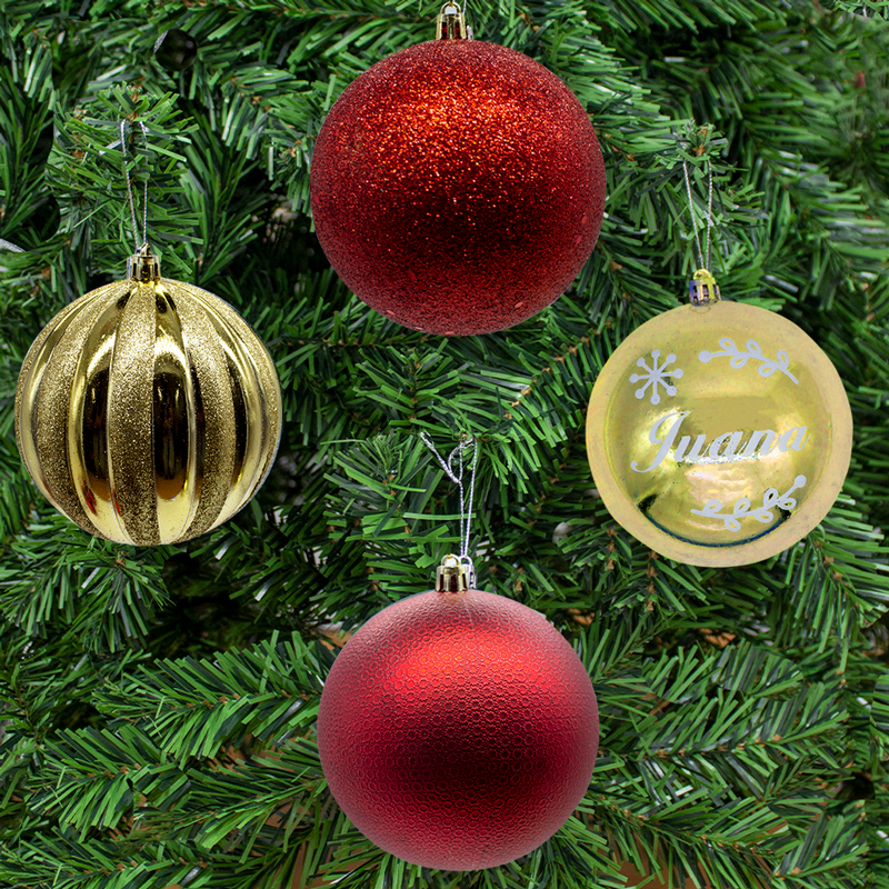 Esferas Navideñas De Plástico Grande 10 Cm 20 Pz Dorado/Rojo