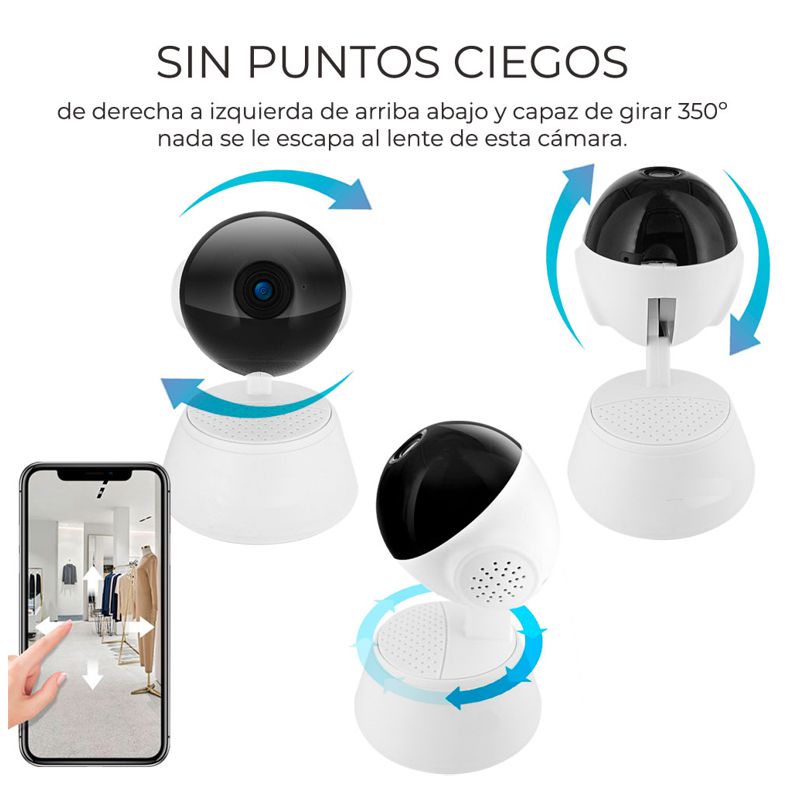 CAMARA DE VIDEOVIGILANCIA 1080p INALAMBRICA WIFI, VISION NOCTURNA, ALARMA, AUDIO DOS VIA V380 APP