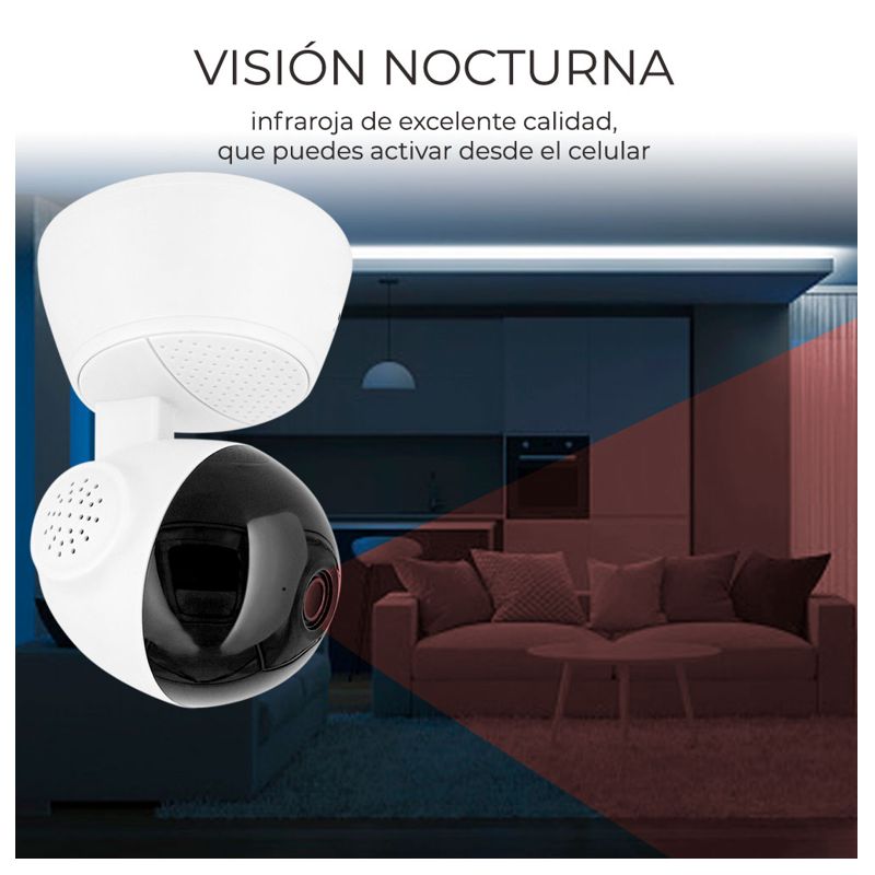 CAMARA DE VIDEOVIGILANCIA 1080p INALAMBRICA WIFI, VISION NOCTURNA, ALARMA, AUDIO DOS VIA V380 APP