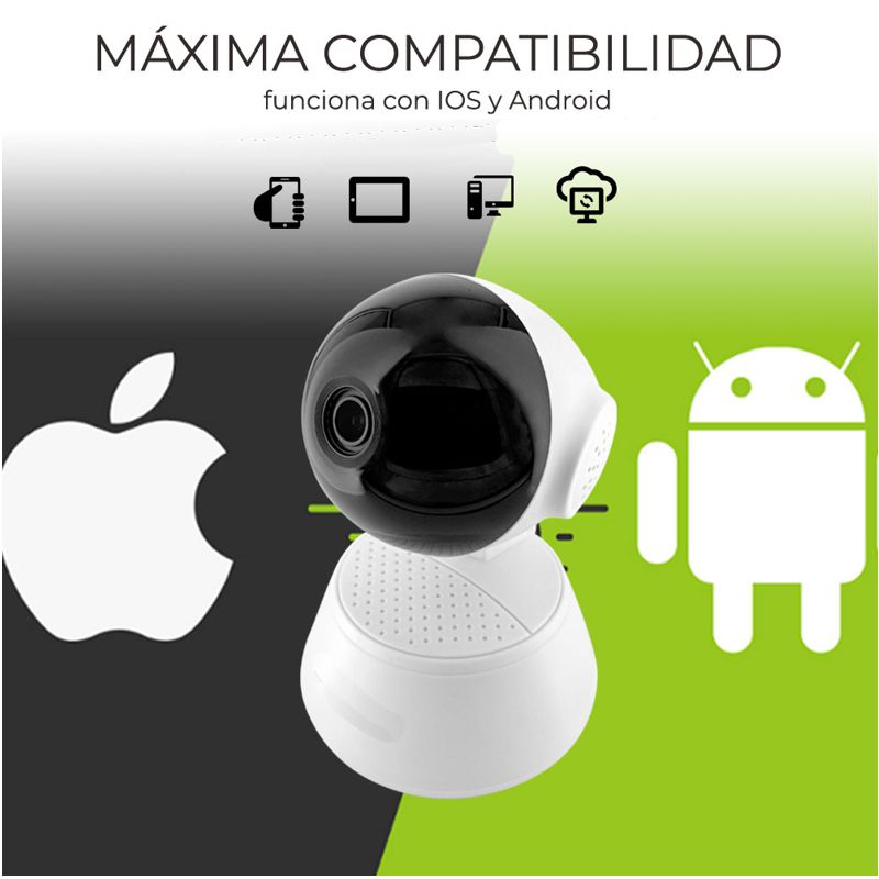 CAMARA DE VIDEOVIGILANCIA 1080p INALAMBRICA WIFI, VISION NOCTURNA, ALARMA, AUDIO DOS VIA V380 APP