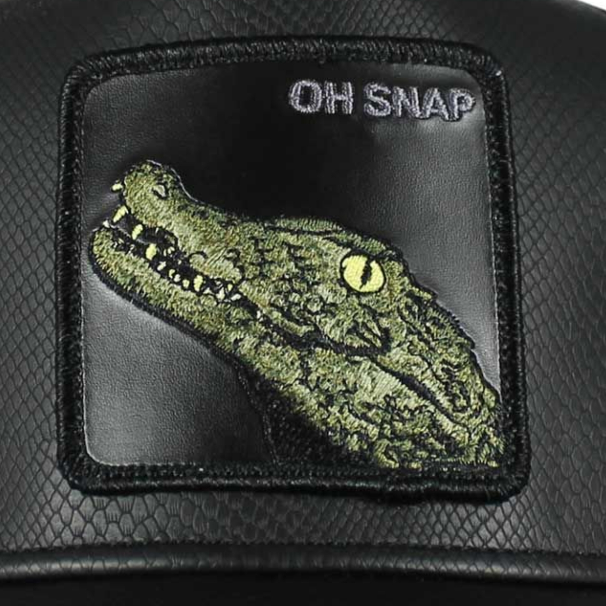 Gorra Goorin Bros Negra Piel Oh Snap Cocodrilo Original Trucker