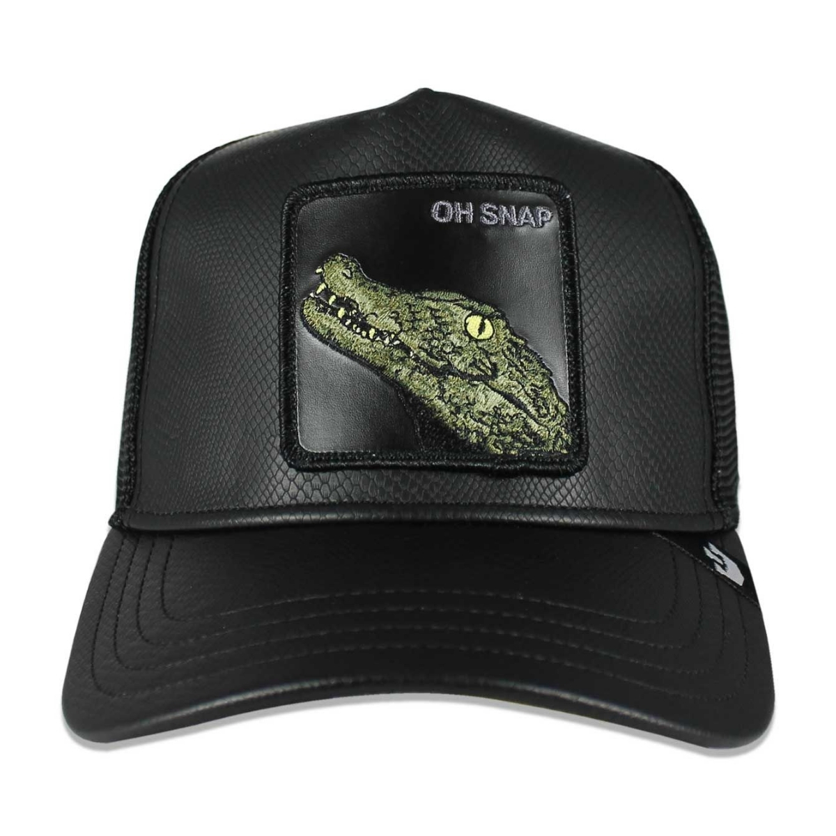 Gorra Goorin Bros Negra Piel Oh Snap Cocodrilo Original Trucker