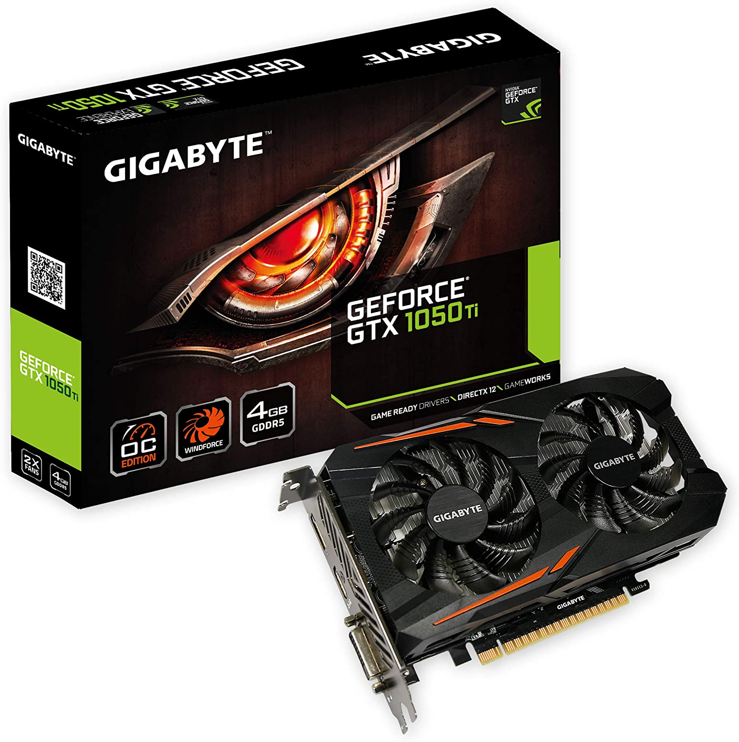 Gigabyte Geforce GTX 1050 Ti 4GB GV-N105TOC-4GD OC Graphic Cards Black