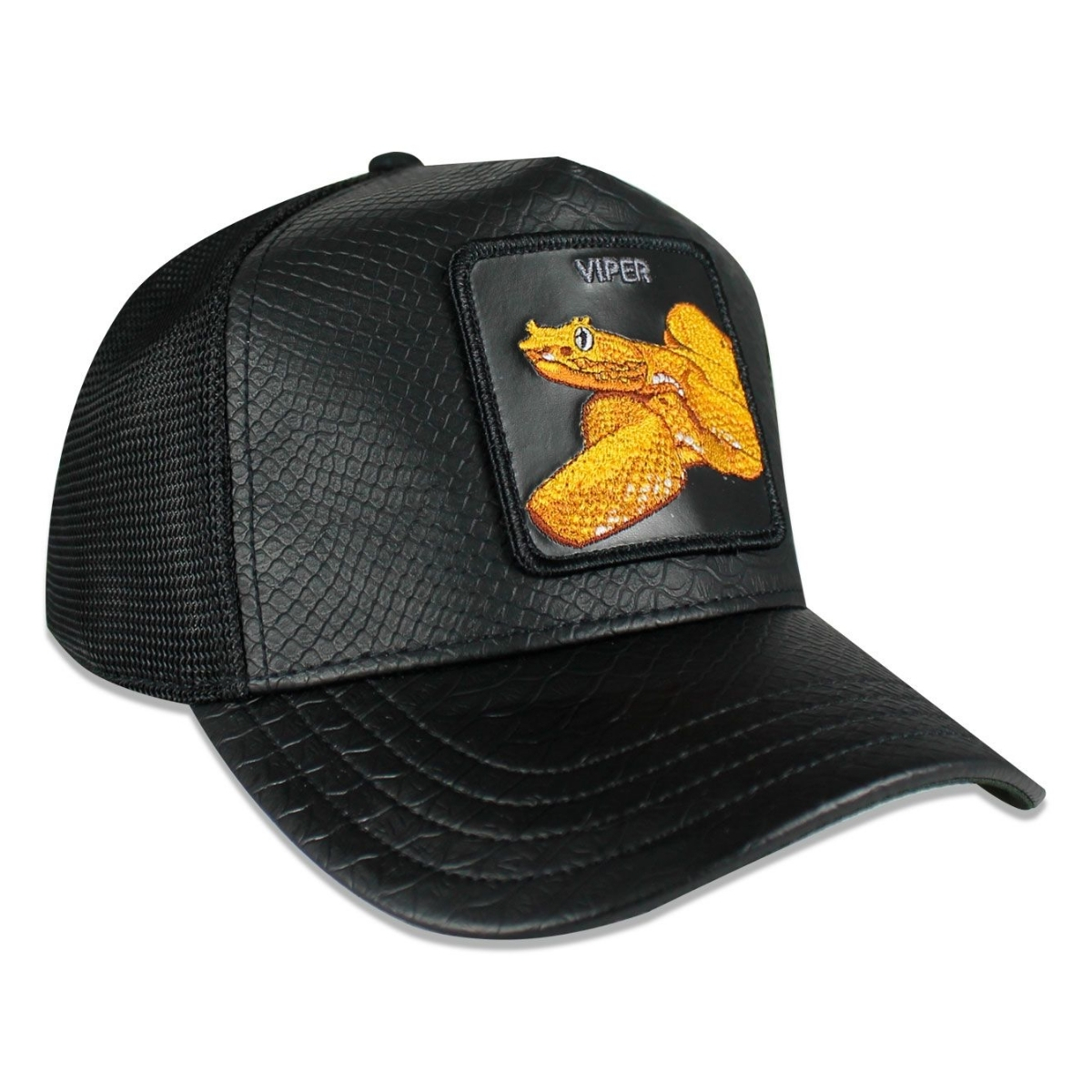 Gorra Goorin Bros Viper Negra Piel Serpiente Original Trucker 