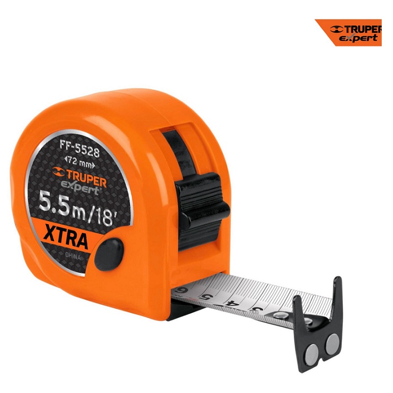 Metro-Cinta metrica Flexómetro XTRA de 5.5 m, cinta 28 mm Naranja  FF-5528 TRUPER