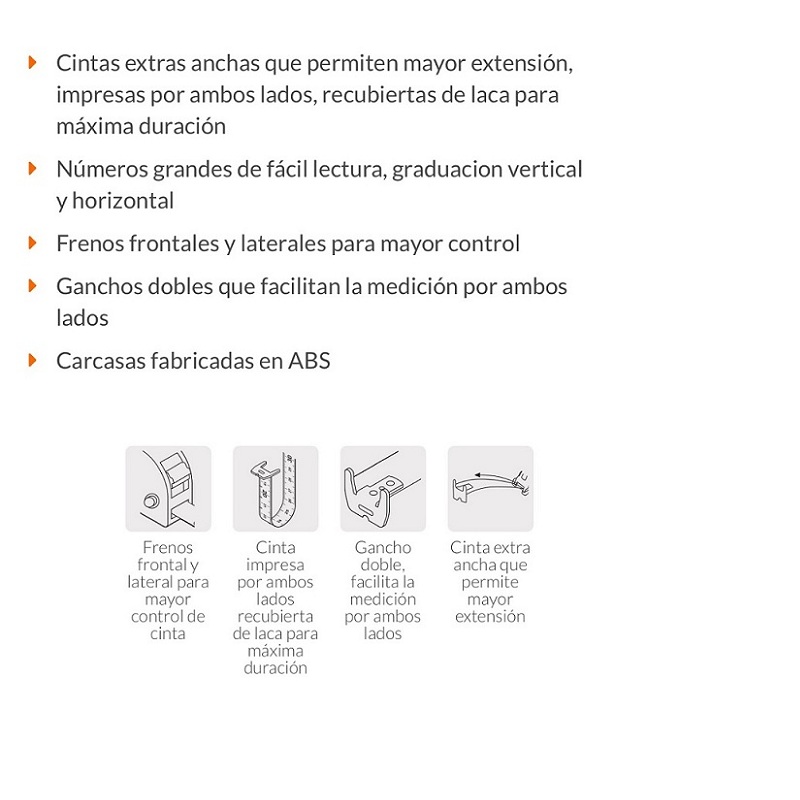 Metro-Cinta metrica Flexómetro XTRA de 5.5 m, cinta 28 mm Naranja  FF-5528 TRUPER