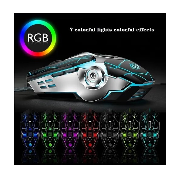 Mouse De Juego Usb Alámbrico Recargable Raton Gamer