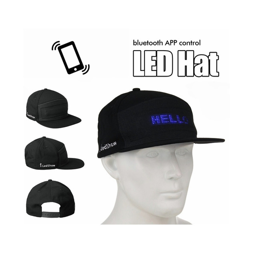 Gorra con pantalla luces led bluetooth control remoto 