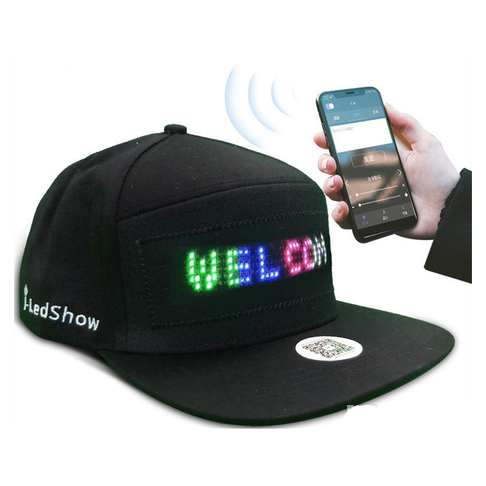 Gorra con pantalla luces led bluetooth control remoto 