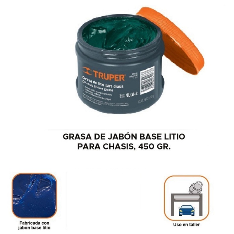 Grasa de jabón base litio para chasis, 450 gr. Multi usos industria-mecanica GRAS-45 TRUPER