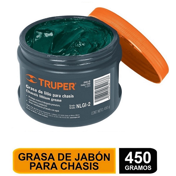 Grasa de jabón base litio para chasis, 450 gr. Multi usos industria-mecanica GRAS-45 TRUPER