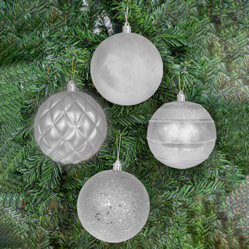Esferas Navideñas De Plástico Grande 12 Cm 16 Pz Plata