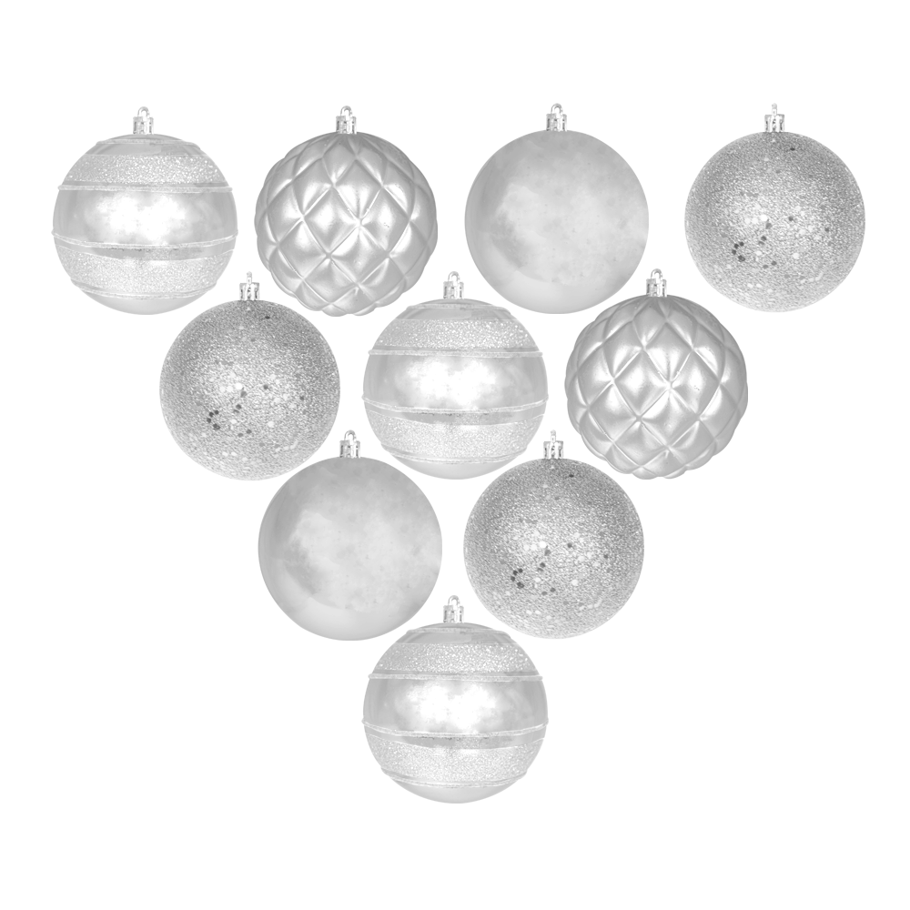 Esferas Navideñas De Plástico Grande 12 Cm 16 Pz Plata