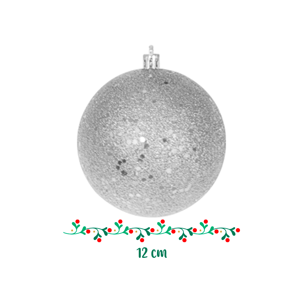 Esferas Navideñas De Plástico Grande 12 Cm 16 Pz Plata