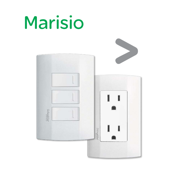 Placa con apagador sencillo y contacto 2p + T Schneider Electric marisio
