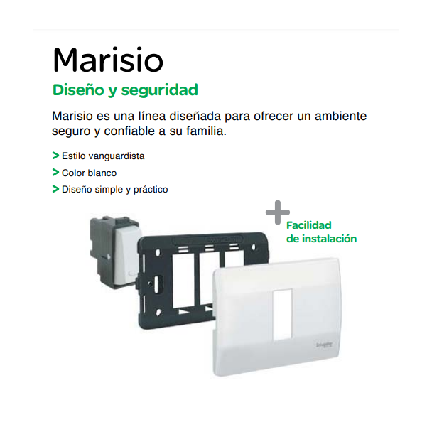 Contacto dúplex 2P + T con placa Schneider Electric marisio