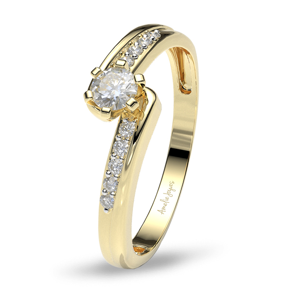 Anillo de Compromiso con 20 puntos Diamante Natural Certificado Oro 14K Amelie Joyas