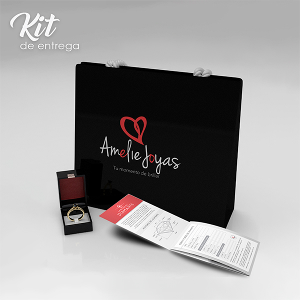 Anillo de Compromiso con 20 puntos Diamante Natural Certificado Oro 14K Amelie Joyas