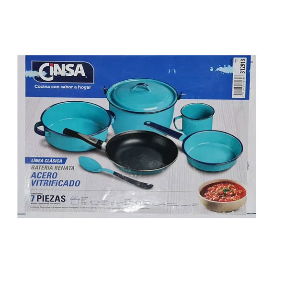 Bateria De Cocina Cinsa Renata 7 PZAS. Acero Vitrificado