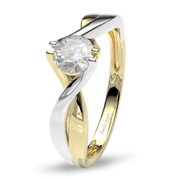 Anillo de Compromiso con 25 puntos Diamante Natural Certificado Oro 14K Amelie Joyas