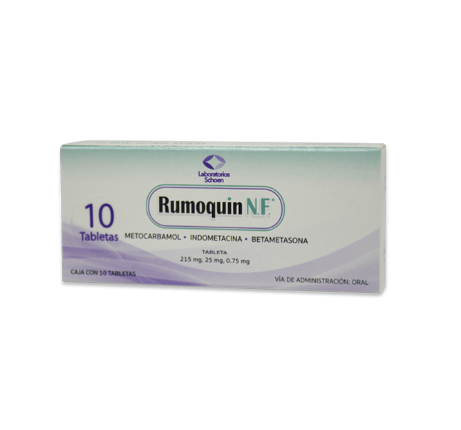 Rumoquin N.F Metocarbamol / Indometacina / Betametasona -- 10 tabletas