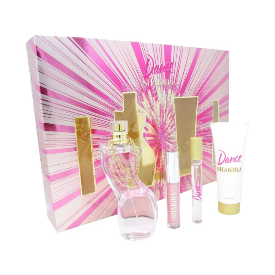 SET SHAKIRA DANCE 4PZS 80ML EDT SPRAY/ BODY LOTION 75ML/ LIP GLOSS 3.5ML/ 10ML EDT SPRAY