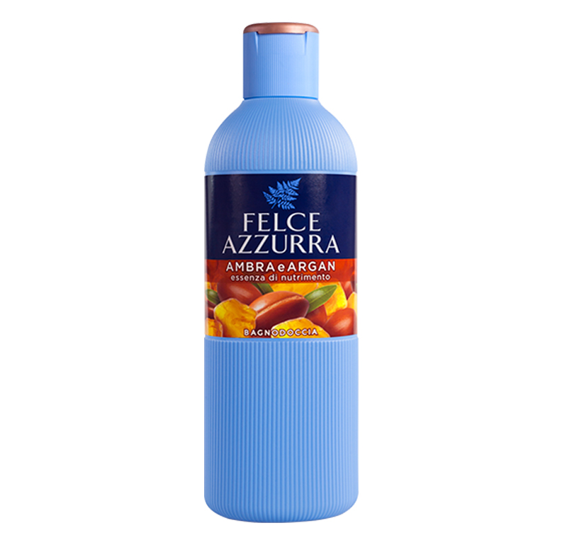 Jabon Corporal Hecho en Italia Felce Azzurra Ambar y Argan 650 ml 