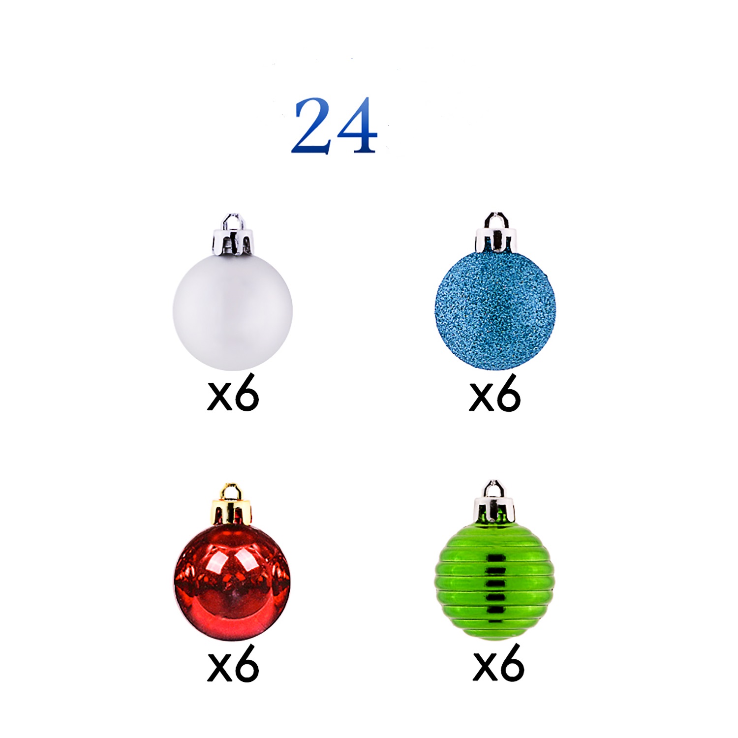 Esferas de Navidad rojo y dorado 24pz 4mm