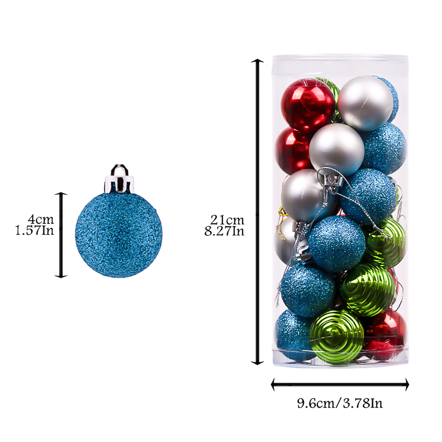 Esferas de Navidad rojo y dorado 24pz 4mm