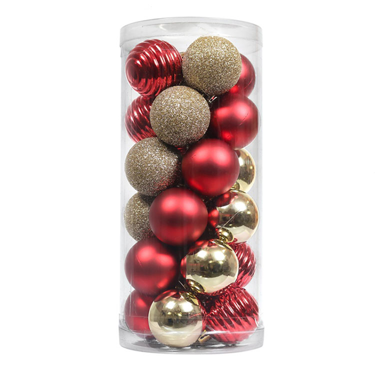 Esferas de Navidad rojo y dorado 24pz 4mm