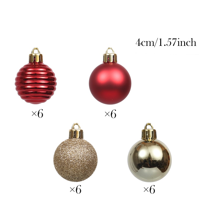 Esferas de Navidad rojo y dorado 24pz 4mm