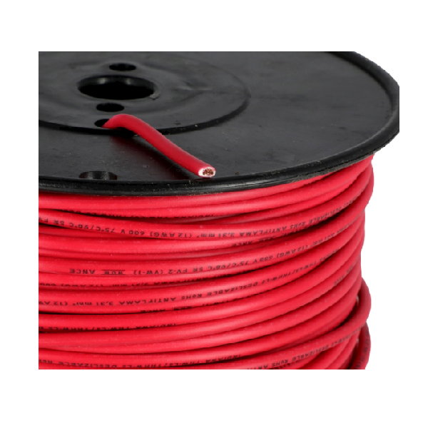 Cable indiana calibre tipo thw-ls/thhw-ls tipo 12 awg. 100 % cobre rollo de 100 m. 600 v. Rojo