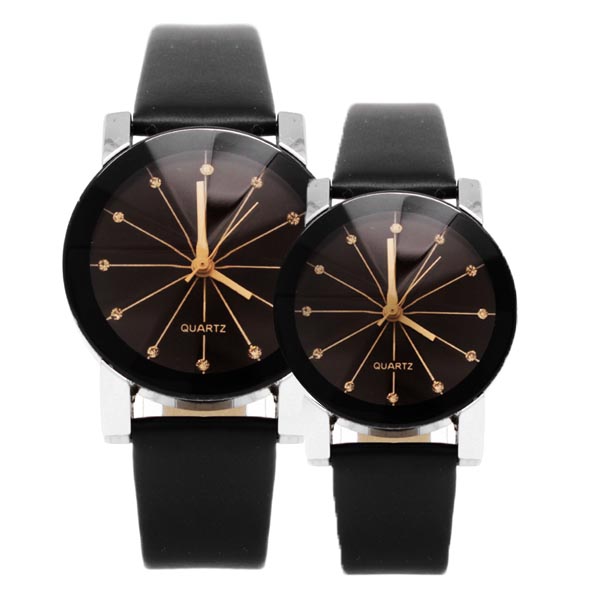 Pareja de relojes, Hombre y Mujer, Regalo Minimalista, Cuero Sintético 